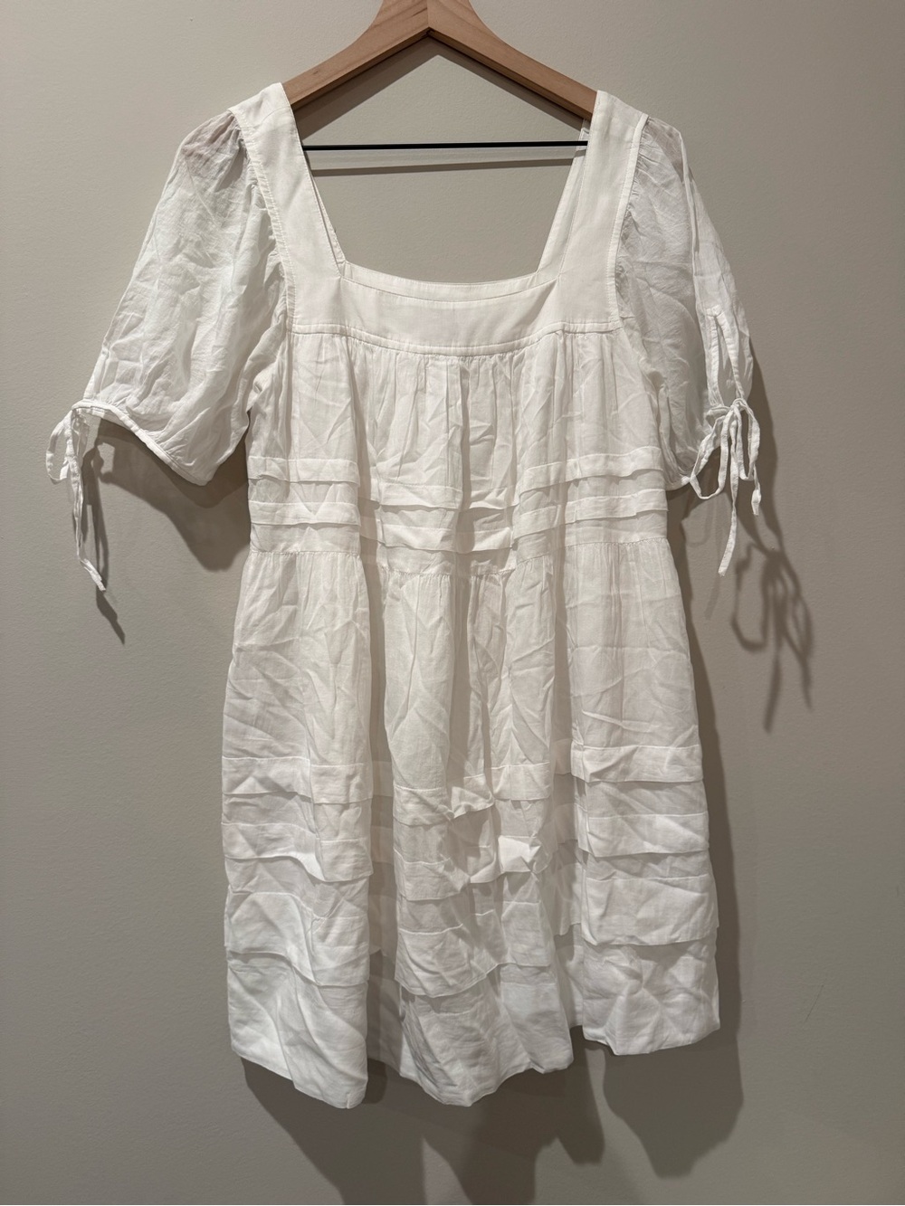 J. Crew White Square-Neck Short Sleeve Dress